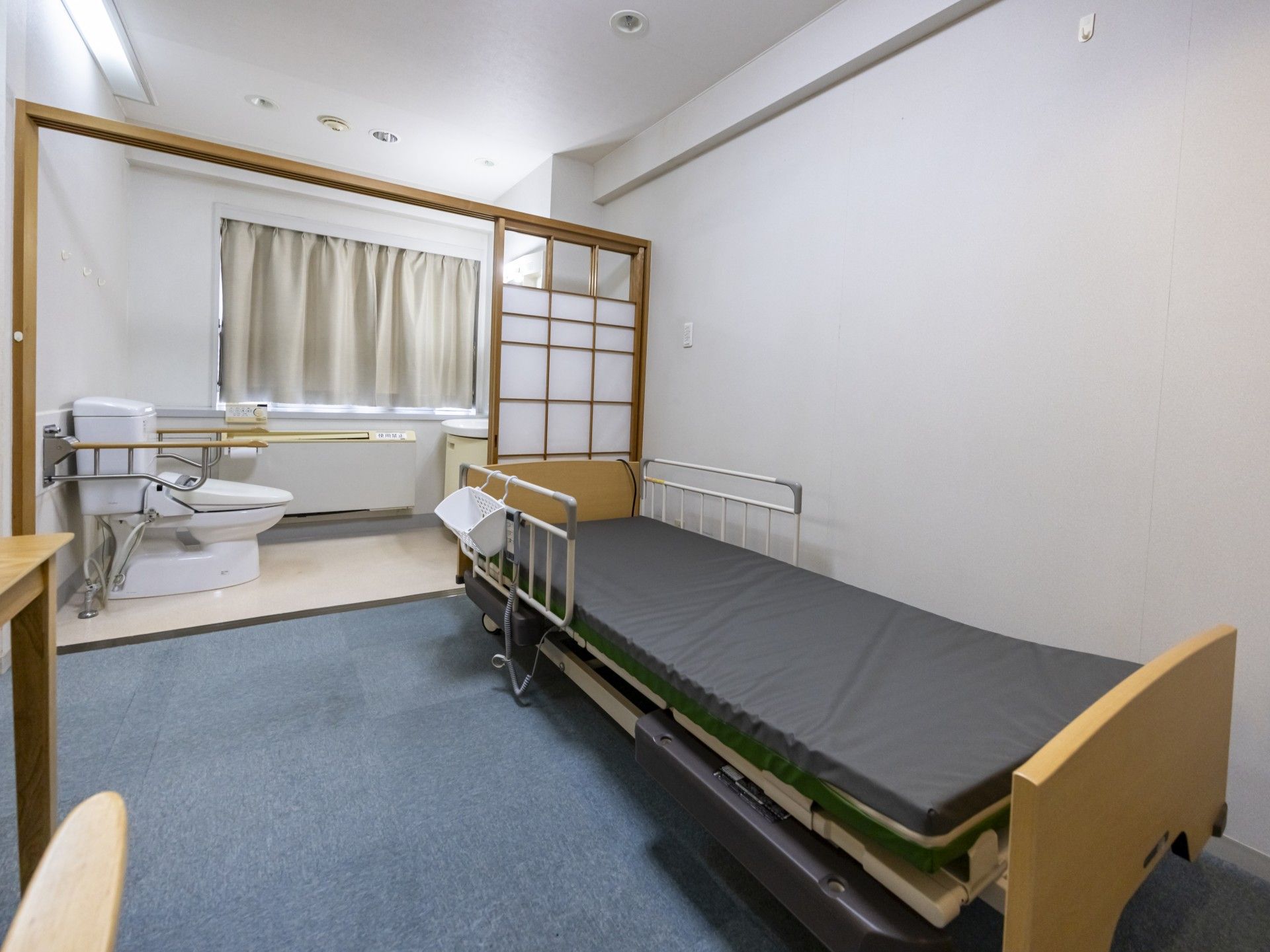 洗面台と同じ高さの使い勝手のよい出窓に置かれた観葉植物