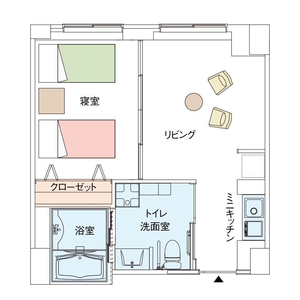 グッドタイム リビング なかもずのお二人さまタイプの間取り図