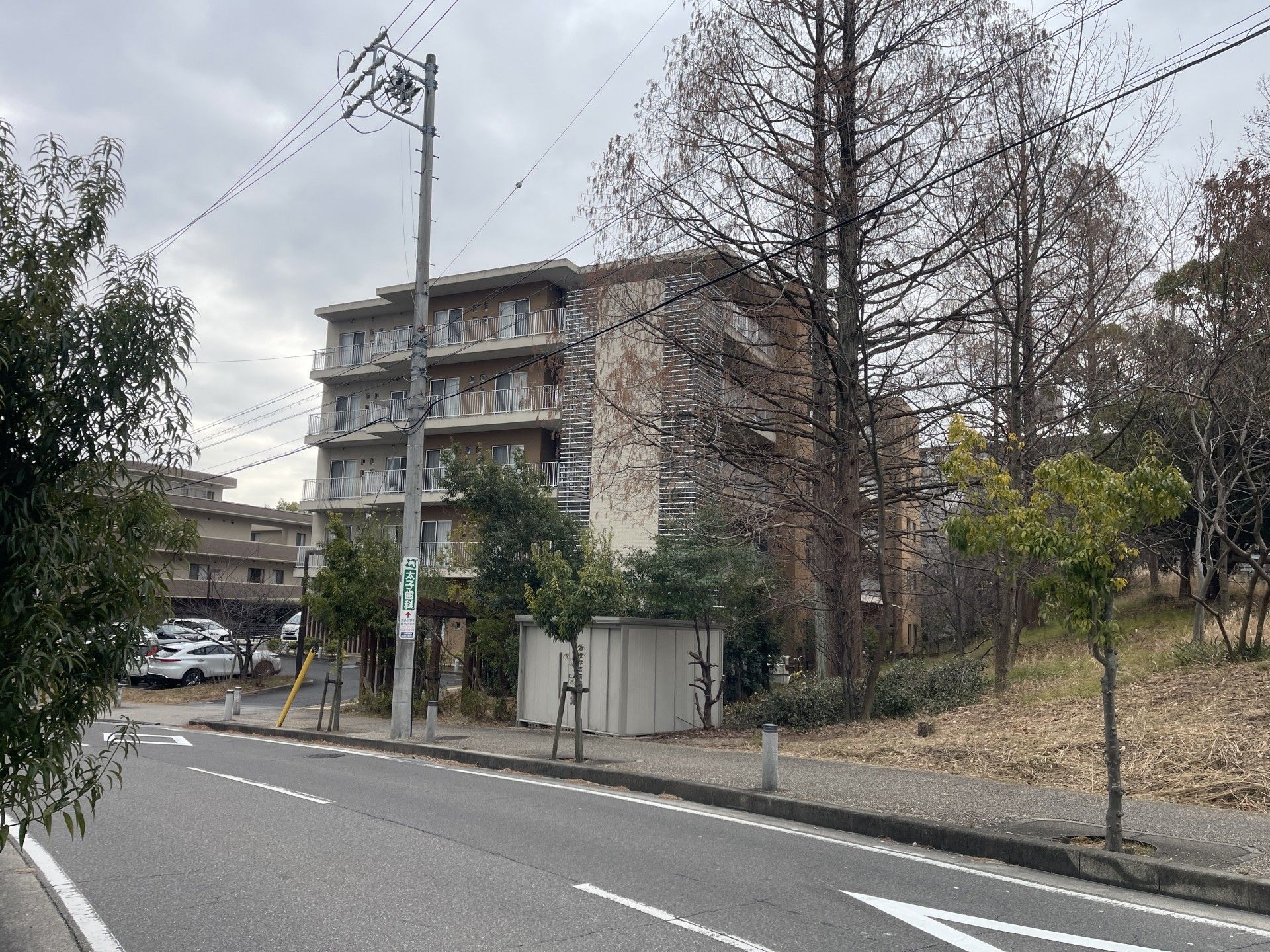 緑に囲まれた建物外観