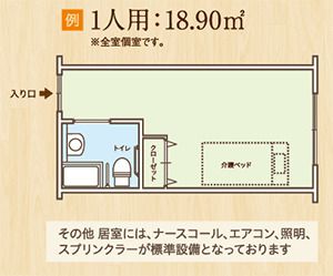 ココファン鶴橋の居室間取りの間取り図