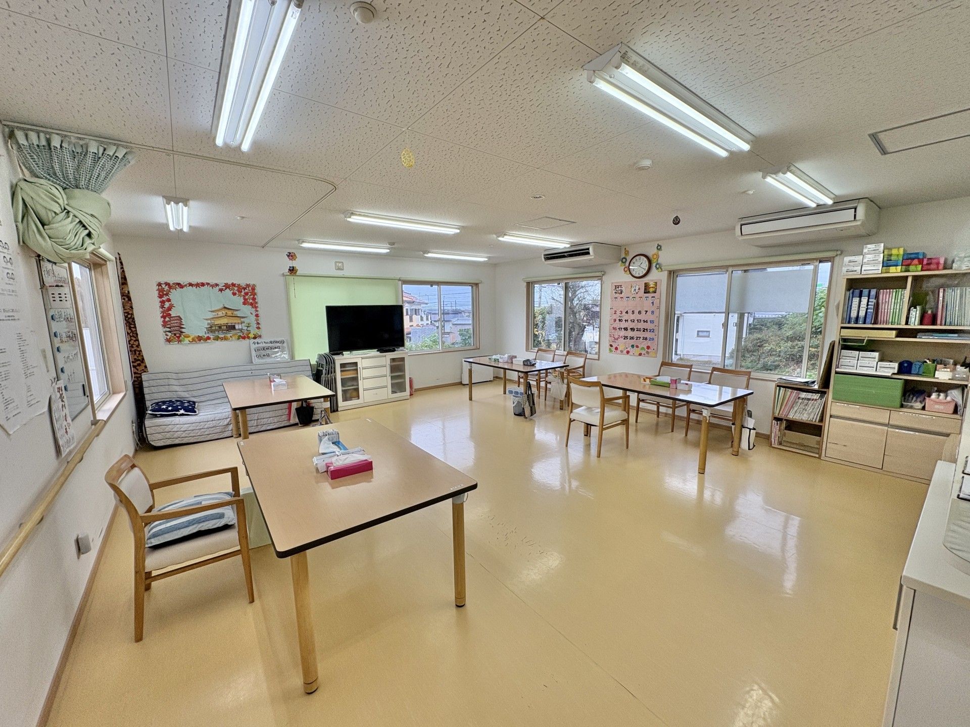 明るい共有スペース