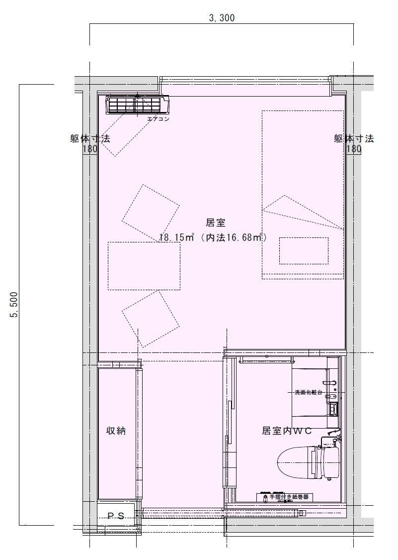 介護付有料老人ホーム エールコート咲楽の居室の間取り図