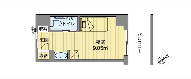 レイ・ストーリア滝山のA-Dタイプ 1Rの間取り図