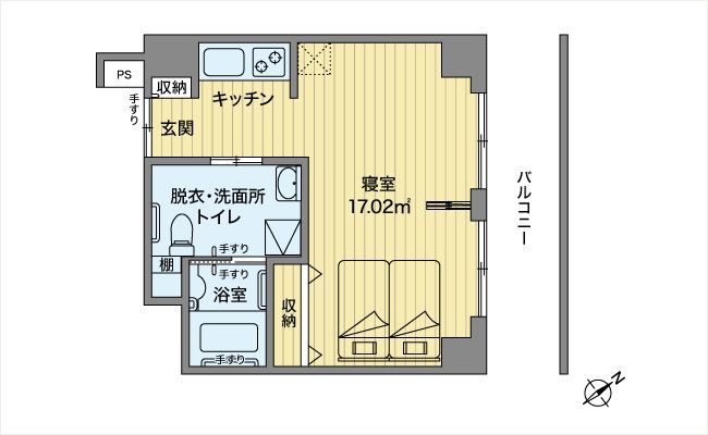 レイ・ストーリア滝山のF・Gタイプ 1DKの間取り図