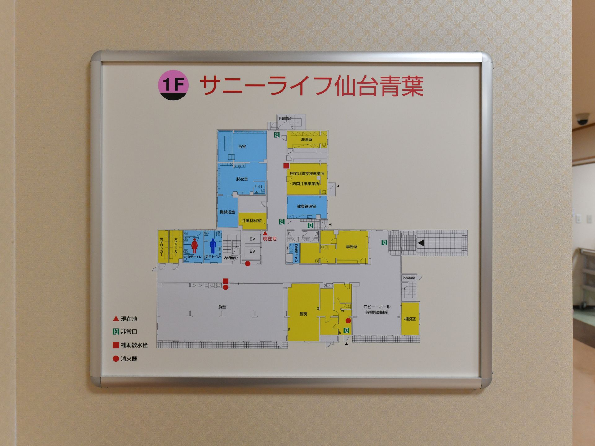 １Fの内容が書かれている案内図