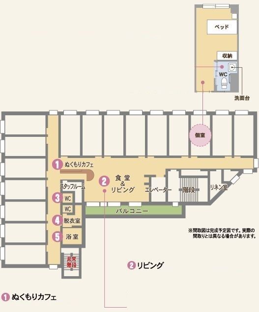 テポーレ千早の２･３階有料老人ホームのフロアマップ
