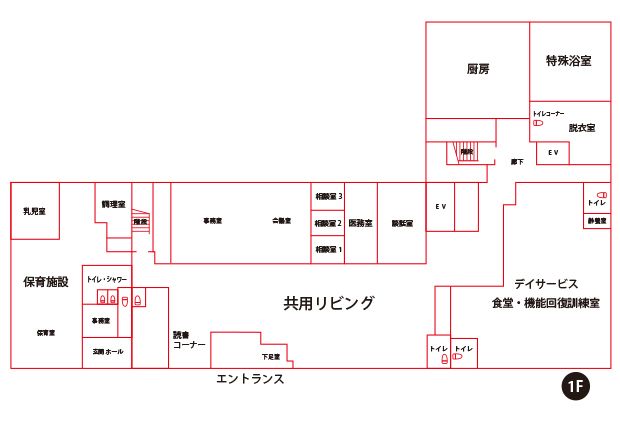 メディカ倉敷北の1Ｆのフロアマップ