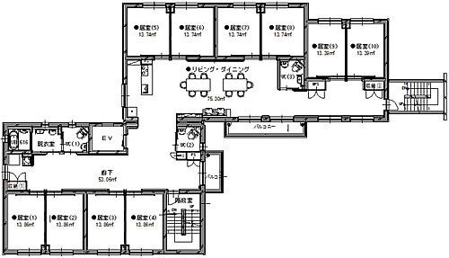 健康寿命延伸ホームたのしや上土の2～4階のフロアマップ