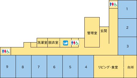 ファミリアおおくての1Ｆのフロアマップ