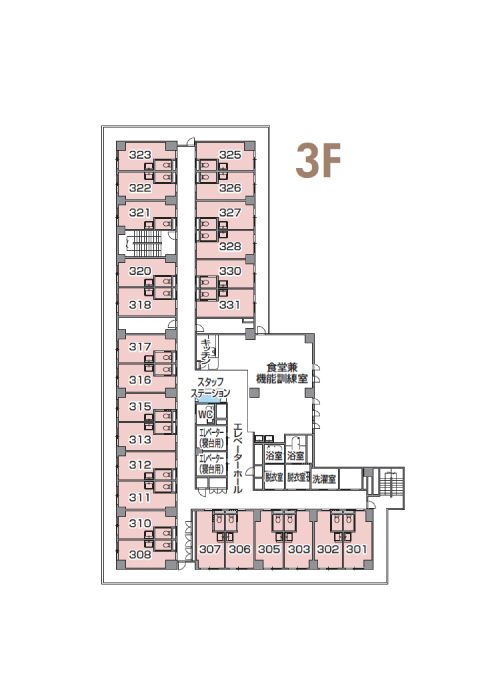 チャームスイート新宿戸山の3Ｆのフロアマップ