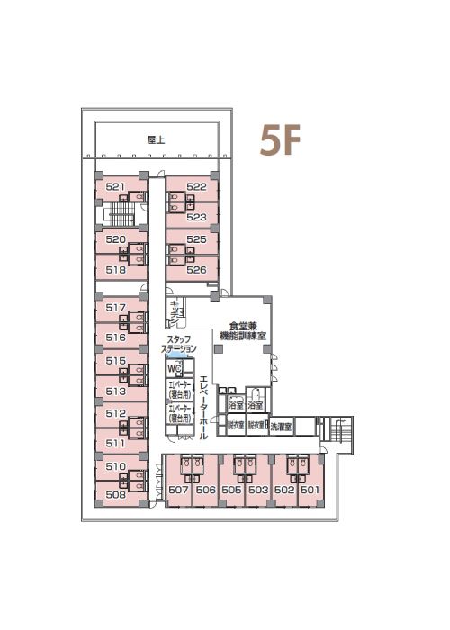 チャームスイート新宿戸山の5Ｆのフロアマップ