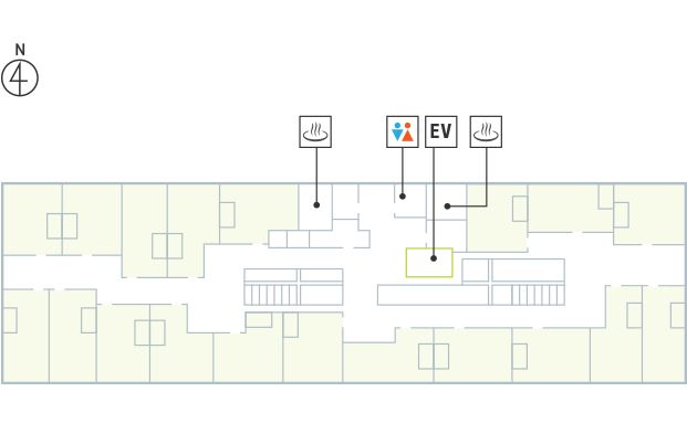 サービス付高齢者向け住宅 musubiまちの家の2F個室19室のフロアマップ