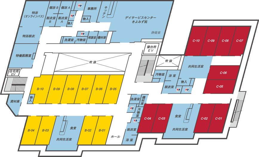 きよみず苑・京都東の2Ｆのフロアマップ