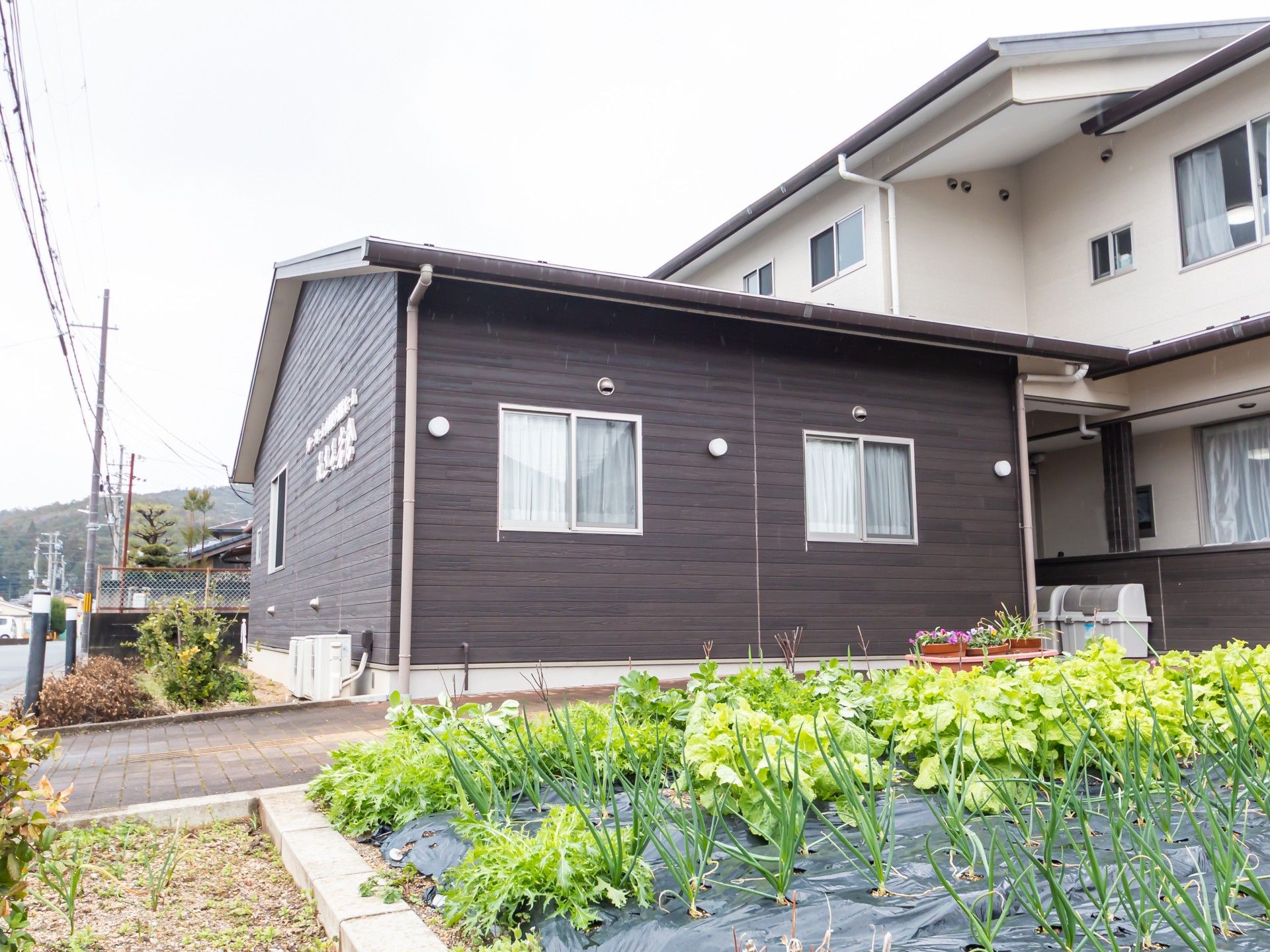 庭のある建物の外観