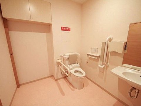 車椅子に乗っていても自由に動き回れる、十分な広さのお手洗い
