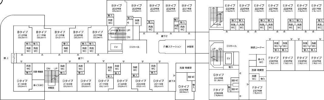 介護付有料老人ホーム 楽居館の本館2Ｆのフロアマップ