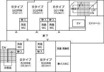 介護付有料老人ホーム 楽居館の本館本館5Ｆのフロアマップ