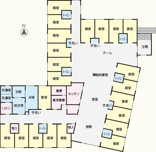 住宅型有料老人ホーム ゆりかごのフロアマップのフロアマップ
