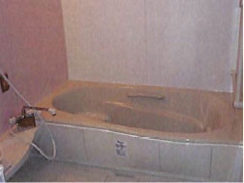 浴槽内には、手をかけるラインや座れる台がある。また取っ手が付いており、滑らないように掴まっていられる。