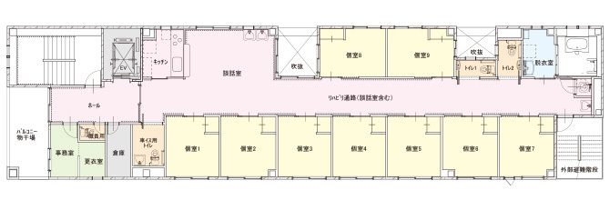 グループホーム フレンド大阪中央のフロアマップ1のフロアマップ