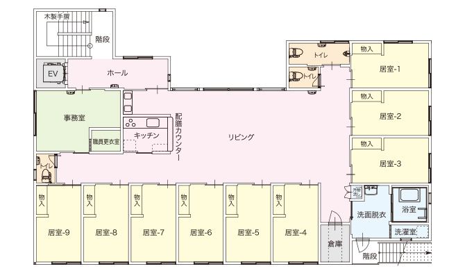 グループホーム フレンド東大阪のフロアマップ1のフロアマップ