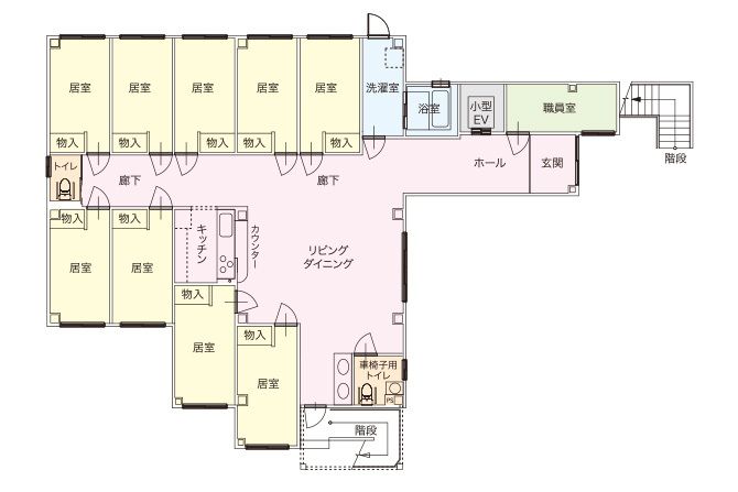グループホーム フレンド天下茶屋のフロアマップ1のフロアマップ