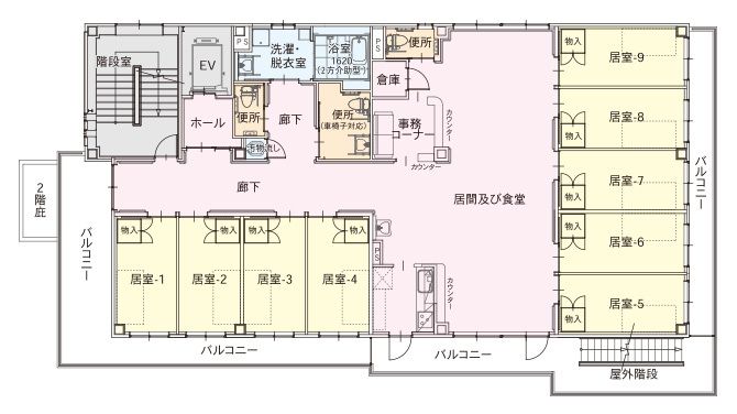 グループホーム フレンド天王寺のフロアマップ1のフロアマップ