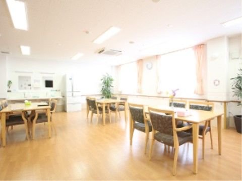 広々としたリビングは、エアコンを完備し快適にお過ごしいただける設備を整えている。観葉植物を飾り、癒しの空間を設けている。