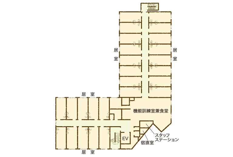 ベティさんの家荒子公園の2～3階のフロアマップ