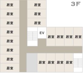 住宅型有料老人ホーム レストコート巽西の3Ｆのフロアマップ