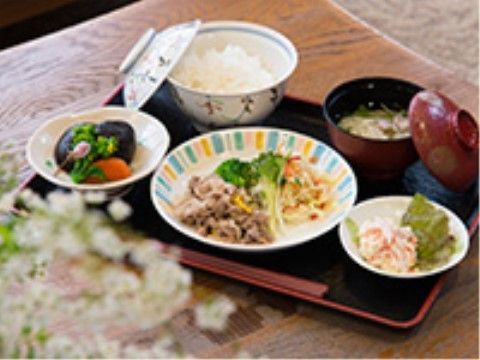 肉や野菜の料理がバランス良く盛り付けられたメニュー
