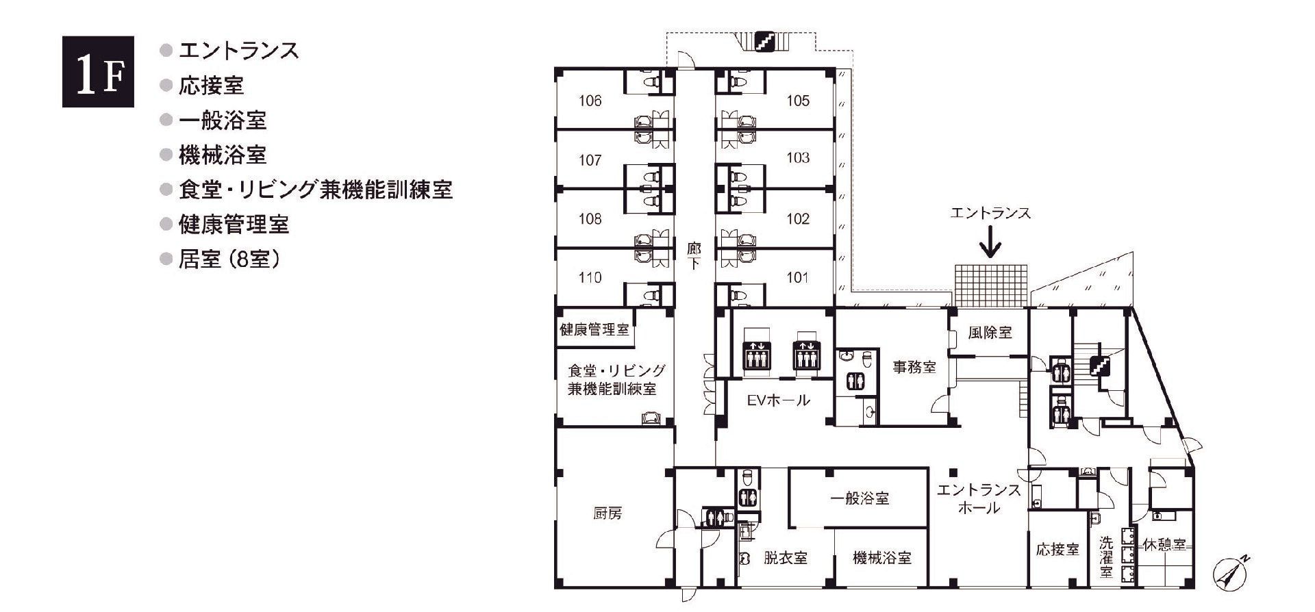 リアンレーヴ入間の1Ｆのフロアマップ
