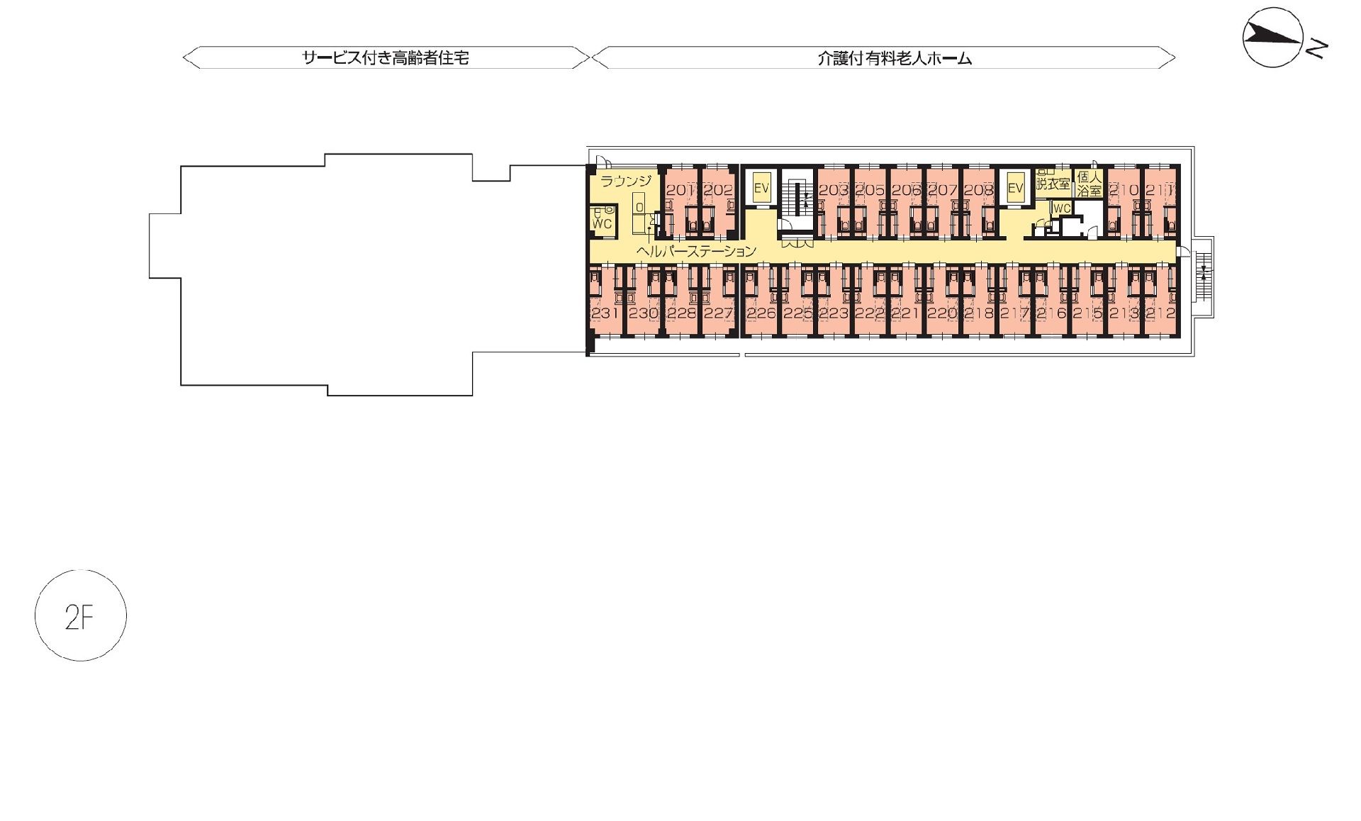 ニチイホーム昭島昭和の森の2Ｆのフロアマップ