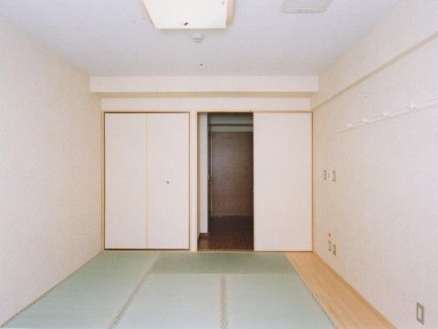 畳が敷かれている右端に、木製の床が一列設置されている居室