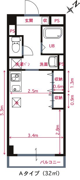 イハナハウスのAタイプの間取り図
