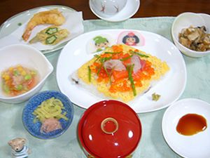 ちらし寿司と天ぷらのセット