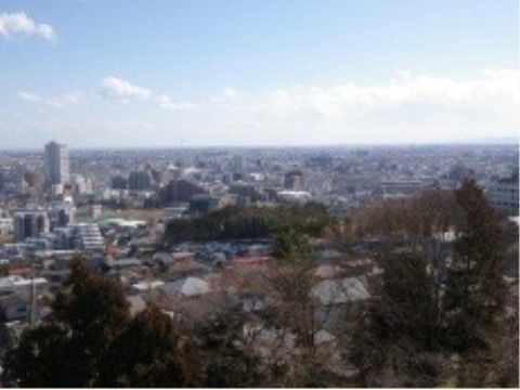 マンションが立ち並ぶ住宅街や木々など、施設から見渡せる街並み