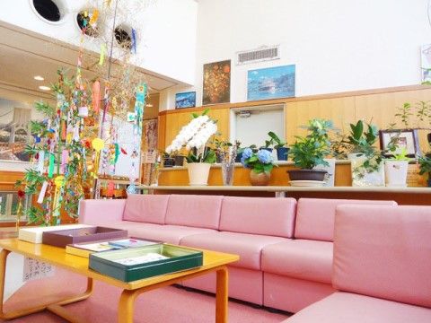 たくさんの観葉植物と七夕の装飾が施されているリビング