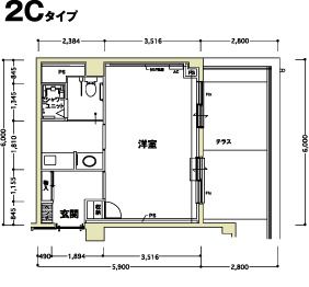 ファミリアガーデン品川の2Cタイプの間取り図
