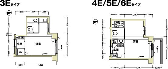 ファミリアガーデン品川の3E・4E・5E・6Eの間取り図