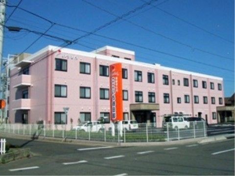 「ここいち「谷田部」」の外観。外装はピンク色なので、遠くからでも施設が認識しやすくなっている。