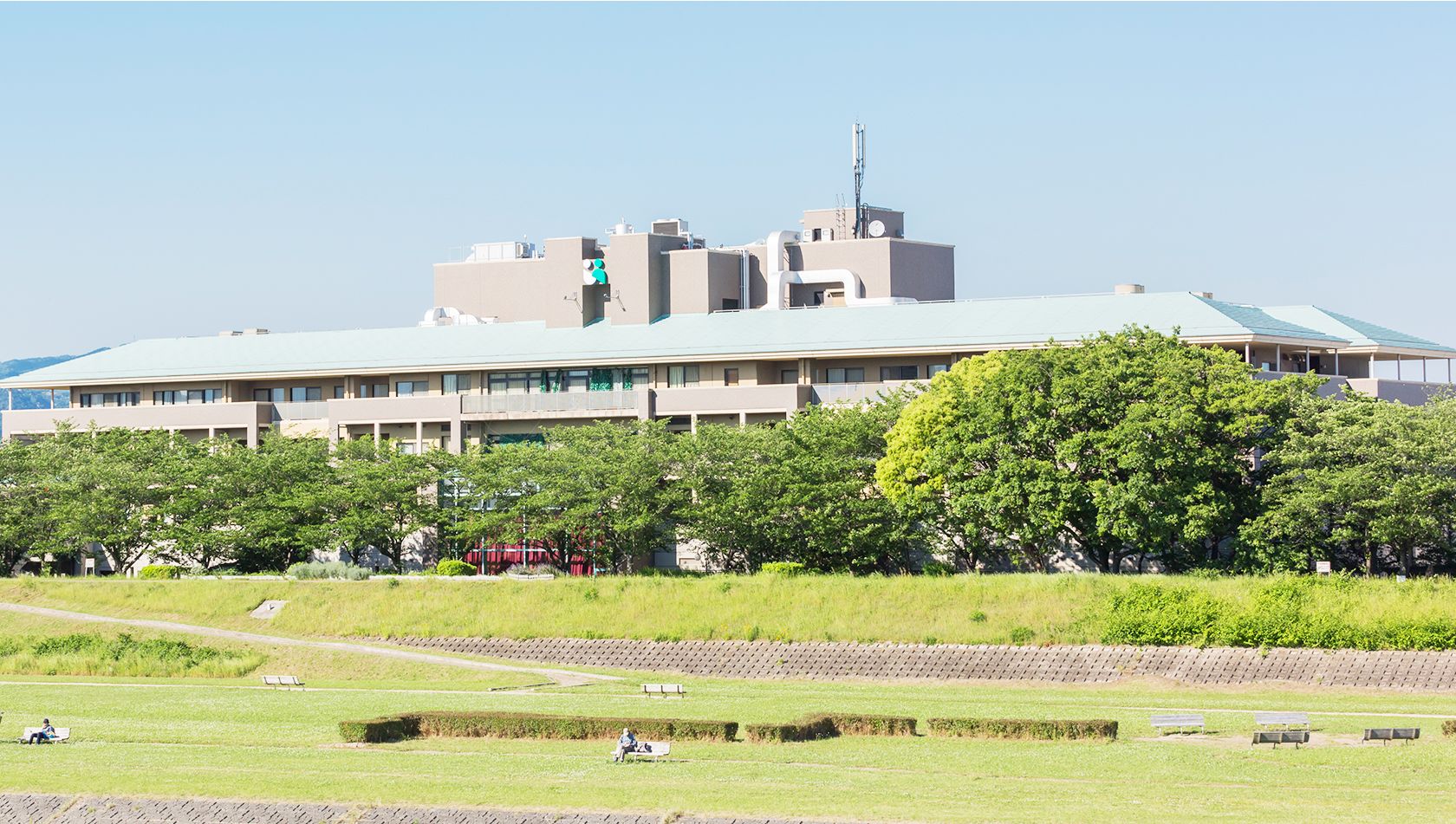 緑豊かな施設外観