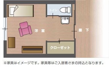 サービス付き高齢者向住宅芝さくらの居室の間取り図