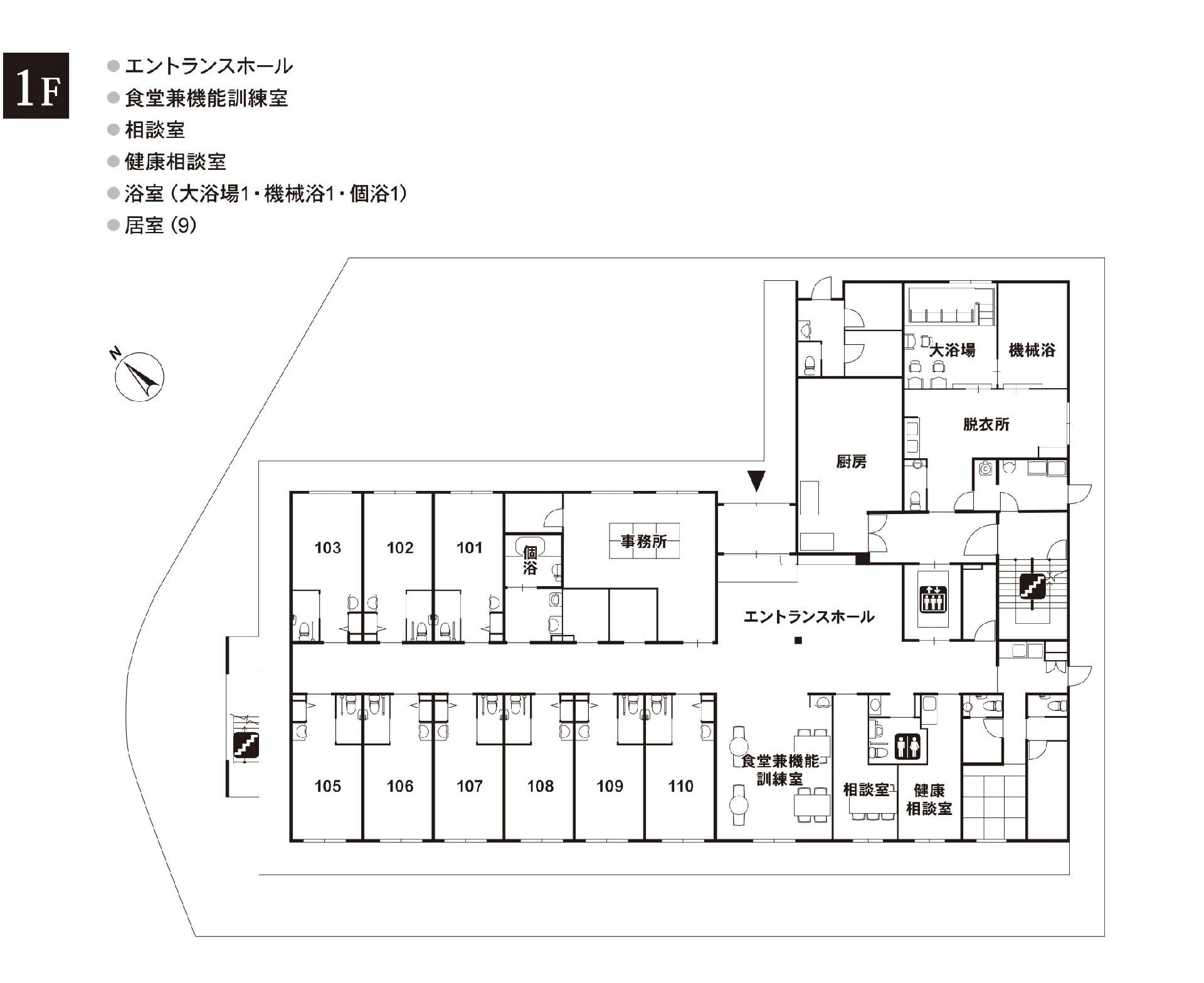 リアンレーヴ市川の1Ｆのフロアマップ