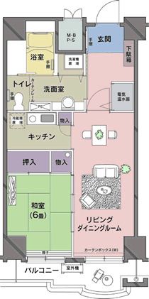 介護付有料老人ホーム サンテーヌ土浦のＥタイプの間取り図