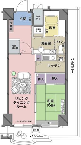 介護付有料老人ホーム サンテーヌ土浦のＦ1タイプの間取り図