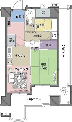 介護付有料老人ホーム サンテーヌ土浦のHタイプの間取り図
