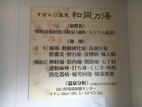 当施設の引いている温泉の効能が、詳しく書かれた看板