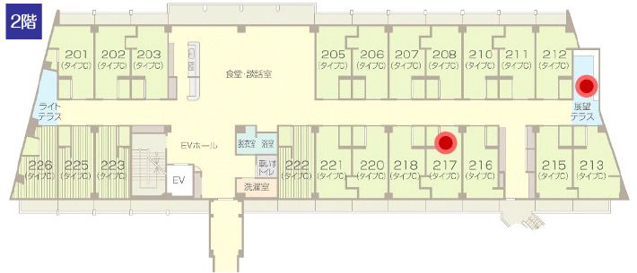 サービス付き高齢者向け住宅 ウィズ・アイの2階のフロアマップ
