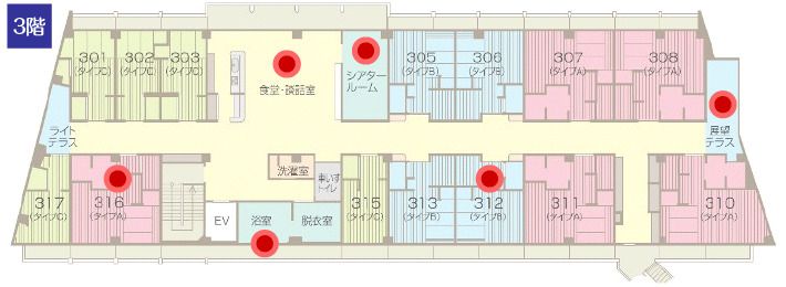 サービス付き高齢者向け住宅 ウィズ・アイの3階のフロアマップ